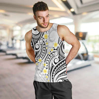 Plumeria With White Polynesian Tattoo Pattern Men Tank Top LT05 White - Polynesian Pride
