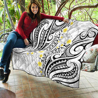 Plumeria With White Polynesian Tattoo Pattern Quilt