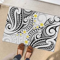 Plumeria With White Polynesian Tattoo Pattern Rubber Doormat LT05 - Polynesian Pride