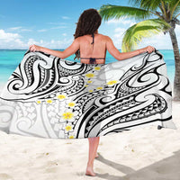 Plumeria With White Polynesian Tattoo Pattern Sarong