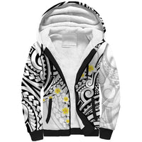 Plumeria With White Polynesian Tattoo Pattern Sherpa Hoodie LT05 Unisex White - Polynesian Pride