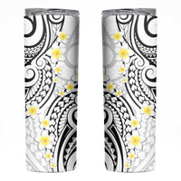 Plumeria With White Polynesian Tattoo Pattern Skinny Tumbler LT05 White - Polynesian Pride