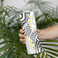 Plumeria With White Polynesian Tattoo Pattern Skinny Tumbler LT05 - Polynesian Pride