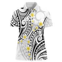 Plumeria With White Polynesian Tattoo Pattern Women Polo Shirt LT05 Female White - Polynesian Pride