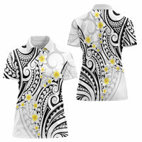 Plumeria With White Polynesian Tattoo Pattern Women Polo Shirt LT05 - Polynesian Pride