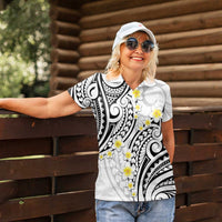Plumeria With White Polynesian Tattoo Pattern Women Polo Shirt LT05 - Polynesian Pride