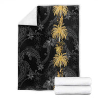 Hawaiian Honu And Surfboards Blanket Gold Style - Polynesian Pride