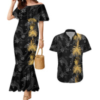 Hawaiian Honu And Surfboards Couples Matching Mermaid Dress and Hawaiian Shirt Gold Style LT05 Gold - Polynesian Pride