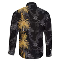 Hawaiian Honu And Surfboards Family Matching Long Sleeve Bodycon Dress and Hawaiian Shirt Gold Style - Polynesian Pride