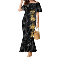 Hawaiian Honu And Surfboards Family Matching Mermaid Dress and Hawaiian Shirt Gold Style - Polynesian Pride