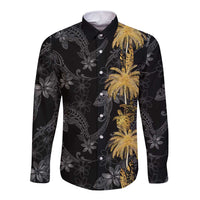Hawaiian Honu And Surfboards Long Sleeve Button Shirt Gold Style LT05 Unisex Gold - Polynesian Pride