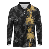Hawaiian Honu And Surfboards Long Sleeve Polo Shirt Gold Style LT05 Gold - Polynesian Pride