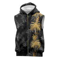 Hawaiian Honu And Surfboards Sleeveless Zip Hoodie Gold Style - Polynesian Pride