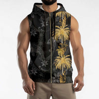 Hawaiian Honu And Surfboards Sleeveless Zip Hoodie Gold Style LT05 - Polynesian Pride