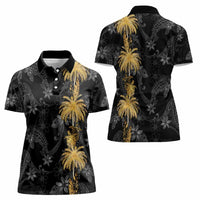 Hawaiian Honu And Surfboards Women Polo Shirt Gold Style - Polynesian Pride