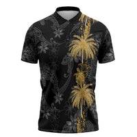 Hawaiian Honu And Surfboards Zipper Polo Shirt Gold Style LT05 Gold - Polynesian Pride
