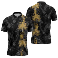Hawaiian Honu And Surfboards Zipper Polo Shirt Gold Style LT05 - Polynesian Pride