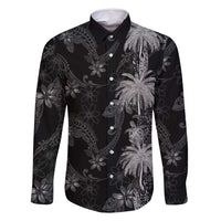 Hawaiian Honu And Surfboards Family Matching Long Sleeve Bodycon Dress and Hawaiian Shirt Silver Style - Polynesian Pride