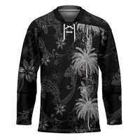 Hawaiian Honu And Surfboards Hockey Jersey Silver Style LT05 Unisex Silver - Polynesian Pride