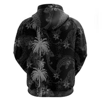 Hawaiian Honu And Surfboards Hoodie Silver Style - Polynesian Pride