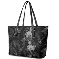 Hawaiian Honu And Surfboards Leather Tote Bag Silver Style - Polynesian Pride