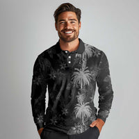 Hawaiian Honu And Surfboards Long Sleeve Polo Shirt Silver Style LT05 - Polynesian Pride