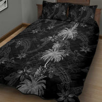 Hawaiian Honu And Surfboards Quilt Bed Set Silver Style - Polynesian Pride