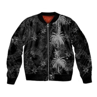 Hawaiian Honu And Surfboards Sleeve Zip Bomber Jacket Silver Style - Polynesian Pride