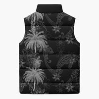 Hawaiian Honu And Surfboards Sleeveless Puffer Jacket Silver Style - Polynesian Pride