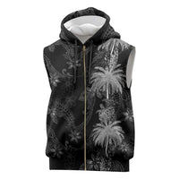 Hawaiian Honu And Surfboards Sleeveless Zip Hoodie Silver Style LT05 Silver - Polynesian Pride