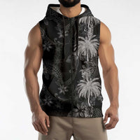 Hawaiian Honu And Surfboards Sleeveless Zip Hoodie Silver Style LT05 - Polynesian Pride