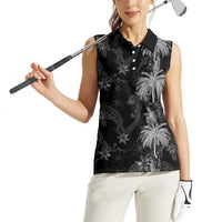 Hawaiian Honu And Surfboards Women Sleeveless Polo Shirt Silver Style LT05 - Polynesian Pride