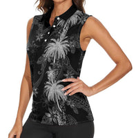 Hawaiian Honu And Surfboards Women Sleeveless Polo Shirt Silver Style LT05 - Polynesian Pride