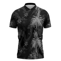 Hawaiian Honu And Surfboards Zipper Polo Shirt Silver Style LT05 Silver - Polynesian Pride
