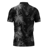 Hawaiian Honu And Surfboards Zipper Polo Shirt Silver Style LT05 - Polynesian Pride