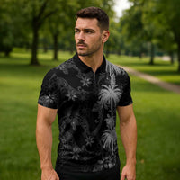 Hawaiian Honu And Surfboards Zipper Polo Shirt Silver Style LT05 - Polynesian Pride