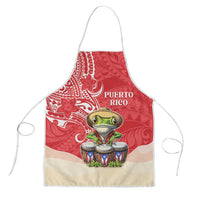 Puerto Rico Apron Coqui Frog With Polynesian Pattern LT05 Red - Polynesian Pride