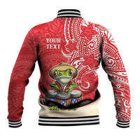 Personalized Puerto Rico Baseball Jacket Coqui Frog With Polynesian Pattern LT05 - Polynesian Pride