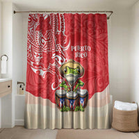 Puerto Rico Bathroom Set Coqui Frog With Polynesian Pattern LT05 Shower Curtain Only Red - Polynesian Pride