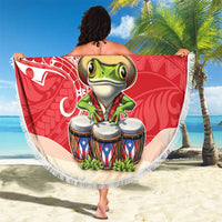 Puerto Rico Beach Blanket Coqui Frog With Polynesian Pattern LT05 - Polynesian Pride
