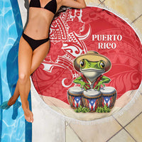 Puerto Rico Beach Blanket Coqui Frog With Polynesian Pattern LT05 - Polynesian Pride