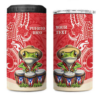 Personalized Puerto Rico 4 in 1 Can Cooler Tumbler Coqui Frog With Polynesian Pattern LT05 One Size: 16 oz Red - Polynesian Pride