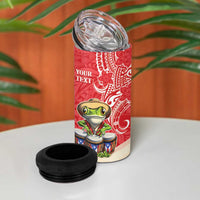 Personalized Puerto Rico 4 in 1 Can Cooler Tumbler Coqui Frog With Polynesian Pattern LT05 - Polynesian Pride