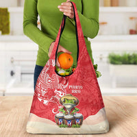 Puerto Rico Grocery Bag Coqui Frog With Polynesian Pattern LT05 - Polynesian Pride