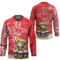 Personalized Puerto Rico Hockey Jersey Coqui Frog With Polynesian Pattern LT05 - Polynesian Pride