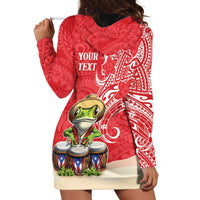 Personalized Puerto Rico Hoodie Dress Coqui Frog With Polynesian Pattern - Polynesian Pride