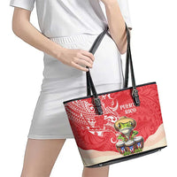 Puerto Rico Leather Tote Bag Coqui Frog With Polynesian Pattern LT05 - Polynesian Pride