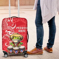 Puerto Rico Luggage Cover Coqui Frog With Polynesian Pattern - Polynesian Pride