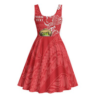 Personalized Puerto Rico Midi Dress Coqui Frog With Polynesian Pattern - Polynesian Pride