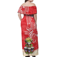 Personalized Puerto Rico Off Shoulder Maxi Dress Coqui Frog With Polynesian Pattern - Polynesian Pride